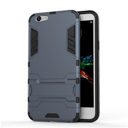 Armor Premium Tactical Grip Kickstand Shockproof Dual Layer Rugged Hard Cover for Oppo A59 - Navy