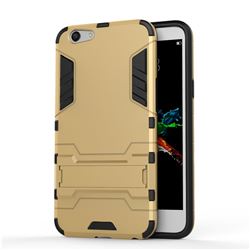 Armor Premium Tactical Grip Kickstand Shockproof Dual Layer Rugged Hard Cover for Oppo A59 - Golden