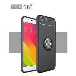 Auto Focus Invisible Ring Holder Soft Phone Case for Oppo A59 - Black
