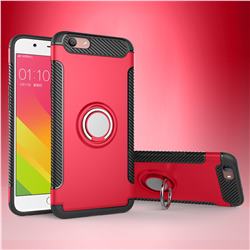 Armor Anti Drop Carbon PC + Silicon Invisible Ring Holder Phone Case for Oppo A59 - Red