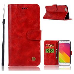 Luxury Retro Leather Wallet Case for Oppo A59 - Red
