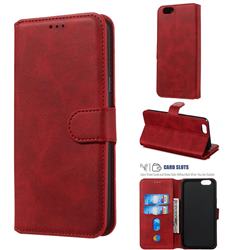 Retro Calf Matte Leather Wallet Phone Case for Oppo A59 - Red