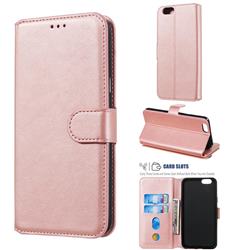 Retro Calf Matte Leather Wallet Phone Case for Oppo A59 - Pink
