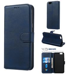 Retro Calf Matte Leather Wallet Phone Case for Oppo A59 - Blue