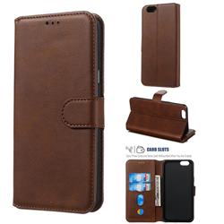 Retro Calf Matte Leather Wallet Phone Case for Oppo A59 - Brown