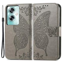 Embossing Mandala Flower Butterfly Leather Wallet Case for Oppo A79 5G - Gray