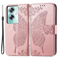 Embossing Mandala Flower Butterfly Leather Wallet Case for Oppo A79 5G - Rose Gold