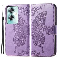 Embossing Mandala Flower Butterfly Leather Wallet Case for Oppo A79 5G - Light Purple