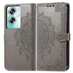 Embossing Imprint Mandala Flower Leather Wallet Case for Oppo A79 5G - Gray