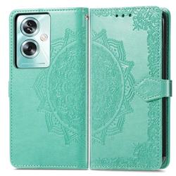 Embossing Imprint Mandala Flower Leather Wallet Case for Oppo A79 5G - Green