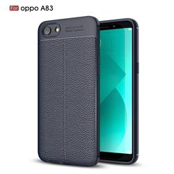 Luxury Auto Focus Litchi Texture Silicone TPU Back Cover for Oppo A83 - Dark Blue