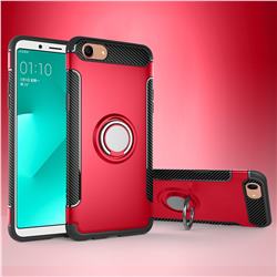 Armor Anti Drop Carbon PC + Silicon Invisible Ring Holder Phone Case for Oppo A83 - Red