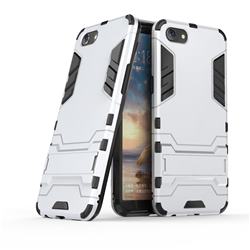Armor Premium Tactical Grip Kickstand Shockproof Dual Layer Rugged Hard Cover for Oppo A83 - Silver