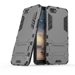 Armor Premium Tactical Grip Kickstand Shockproof Dual Layer Rugged Hard Cover for Oppo A83 - Gray