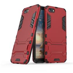 Armor Premium Tactical Grip Kickstand Shockproof Dual Layer Rugged Hard Cover for Oppo A83 - Wine Red