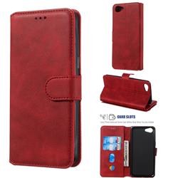 Retro Calf Matte Leather Wallet Phone Case for Oppo A83 - Red