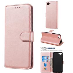 Retro Calf Matte Leather Wallet Phone Case for Oppo A83 - Pink