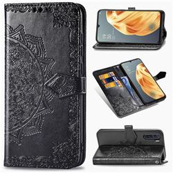 Embossing Imprint Mandala Flower Leather Wallet Case for Oppo A91 - Black