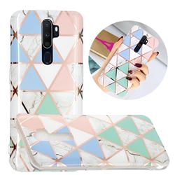 Fresh Triangle Painted Marble Electroplating Protective Case for Oppo A9 (2020)
