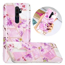 Purple Flower Painted Marble Electroplating Protective Case for Oppo A9 (2020)