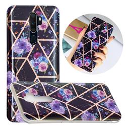 Black Flower Painted Marble Electroplating Protective Case for Oppo A9 (2020)