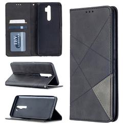 Prismatic Slim Magnetic Sucking Stitching Wallet Flip Cover for Oppo A9 (2020) - Black