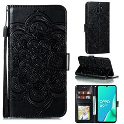 Intricate Embossing Datura Solar Leather Wallet Case for Oppo A9 (2020) - Black