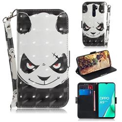 Angry Bear 3D Painted Leather Wallet Phone Case for Oppo A9 (2020)
