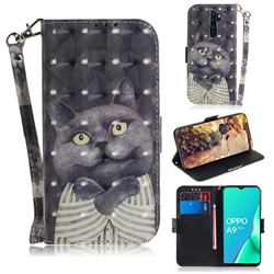 Cat Embrace 3D Painted Leather Wallet Phone Case for Oppo A9 (2020)