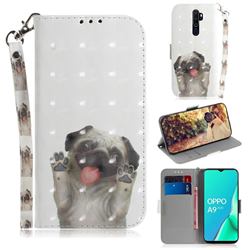 Pug Dog 3D Painted Leather Wallet Phone Case for Oppo A9 (2020)