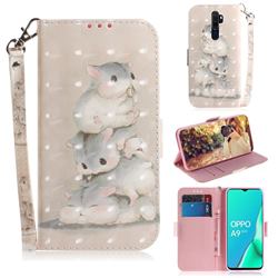 Three Squirrels 3D Painted Leather Wallet Phone Case for Oppo A9 (2020)