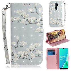 Magnolia Flower 3D Painted Leather Wallet Phone Case for Oppo A9 (2020)