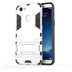 Armor Premium Tactical Grip Kickstand Shockproof Dual Layer Rugged Hard Cover for Oppo F5 - Silver