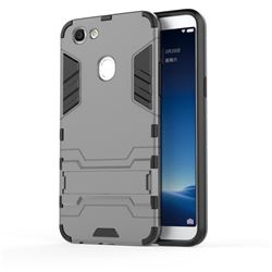 Armor Premium Tactical Grip Kickstand Shockproof Dual Layer Rugged Hard Cover for Oppo F5 - Gray