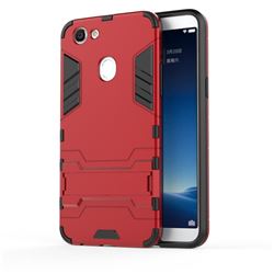 Armor Premium Tactical Grip Kickstand Shockproof Dual Layer Rugged Hard Cover for Oppo F5 - Wine Red