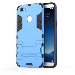 Armor Premium Tactical Grip Kickstand Shockproof Dual Layer Rugged Hard Cover for Oppo F5 - Light Blue