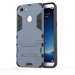 Armor Premium Tactical Grip Kickstand Shockproof Dual Layer Rugged Hard Cover for Oppo F5 - Navy