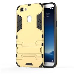 Armor Premium Tactical Grip Kickstand Shockproof Dual Layer Rugged Hard Cover for Oppo F5 - Golden