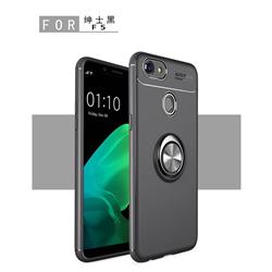 Auto Focus Invisible Ring Holder Soft Phone Case for Oppo F5 - Black