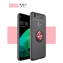 Auto Focus Invisible Ring Holder Soft Phone Case for Oppo F5 - Black Red