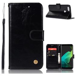 Luxury Retro Leather Wallet Case for Oppo F5 - Black