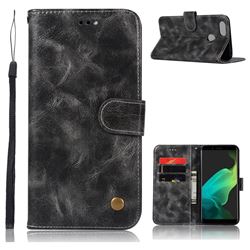 Luxury Retro Leather Wallet Case for Oppo F5 - Gray