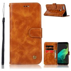 Luxury Retro Leather Wallet Case for Oppo F5 - Golden