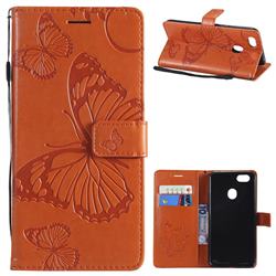 Embossing 3D Butterfly Leather Wallet Case for Oppo F5 - Orange
