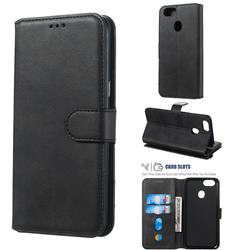 Retro Calf Matte Leather Wallet Phone Case for Oppo F5 - Black