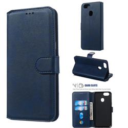 Retro Calf Matte Leather Wallet Phone Case for Oppo F5 - Blue