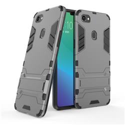 Armor Premium Tactical Grip Kickstand Shockproof Dual Layer Rugged Hard Cover for Oppo F7 - Gray