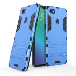 Armor Premium Tactical Grip Kickstand Shockproof Dual Layer Rugged Hard Cover for Oppo F7 - Light Blue