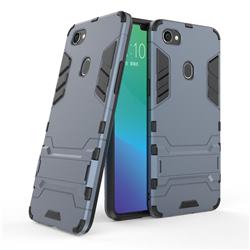 Armor Premium Tactical Grip Kickstand Shockproof Dual Layer Rugged Hard Cover for Oppo F7 - Navy