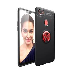 Auto Focus Invisible Ring Holder Soft Phone Case for Oppo F7 - Black Red